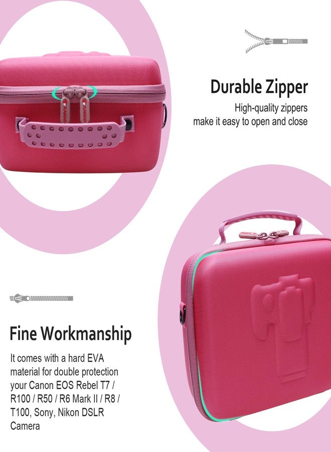 XANAD Camera Case Compatible with Canon EOS Rebel T7/R50/R6 Mark II/R100/R50 V/T6/R8/R10/R5 Mark II/RP/R7/5D Mark IV/SL3/R5/T100 DSLR SLR Camera,Lens,Tripod,with Shoulder Strap and 4 Dividers(Pink) - Image 4