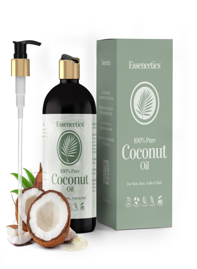 Essencetics زيت جوز الهند من إيسينسيتكس 16 أونصة - 100% زيت جوز هند نقي وطبيعي للبشرة والجسم والوجه والشعر - زيت تدليك عضوي مضغوط على البارد للعلاج بالتدليك وليلة المواعدة - Image 1