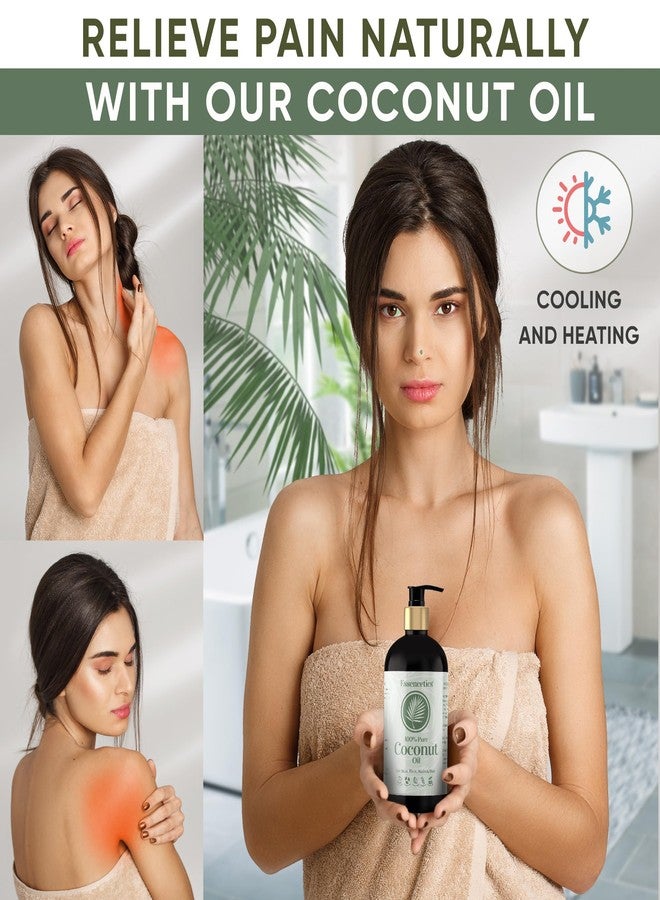 Essencetics زيت جوز الهند من إيسينسيتكس 16 أونصة - 100% زيت جوز هند نقي وطبيعي للبشرة والجسم والوجه والشعر - زيت تدليك عضوي مضغوط على البارد للعلاج بالتدليك وليلة المواعدة - Image 5