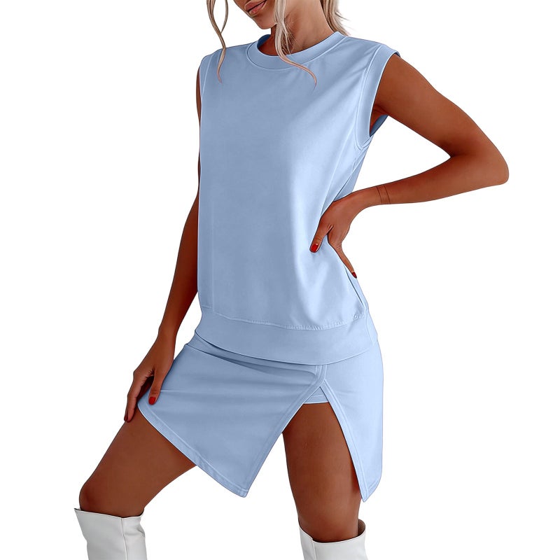 and Fashion Set 2026 New Summer Style Elegant Slim-Fit Sleeveless Trendy Top and Skirt-Pants Two-Piece Set - Image 1