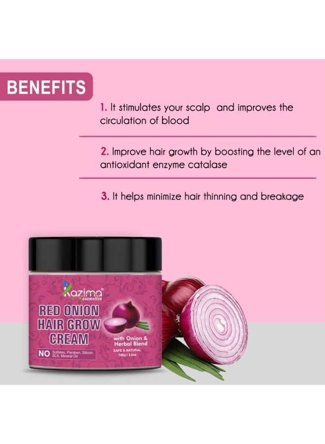 KAZIMA Red Onion Hair Growth Cream with Onion Oil & Herbal Blend, 100g - Image 3