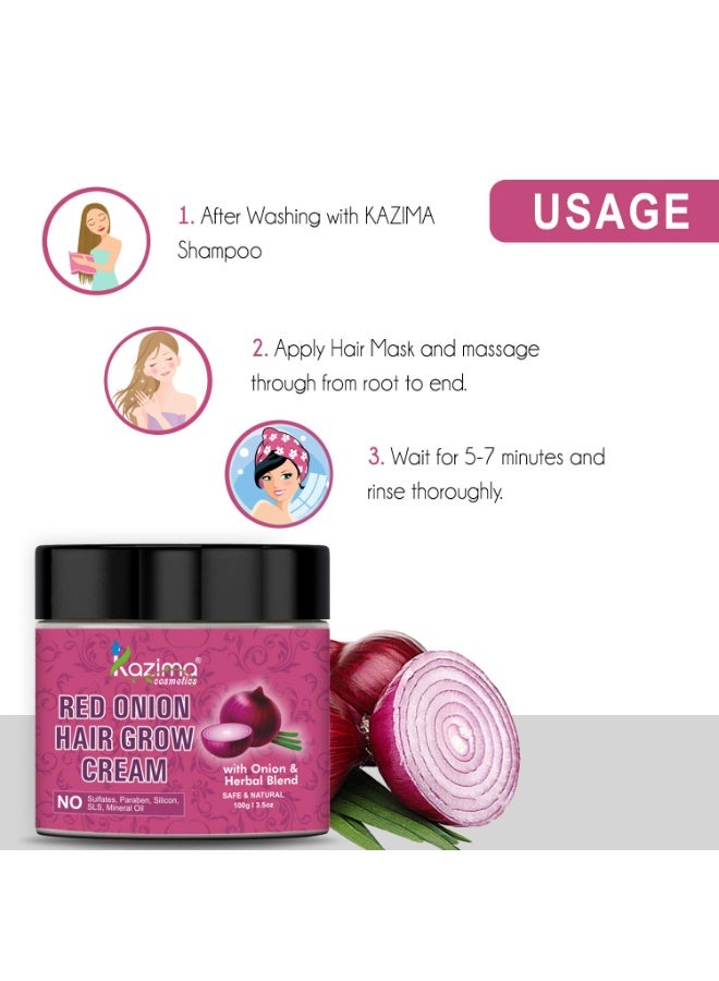KAZIMA Red Onion Hair Growth Cream with Onion Oil & Herbal Blend, 100g - Image 2