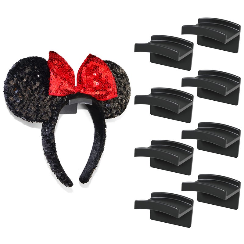 Modern JP Modern JP Adhesive Hooks for Disney Ears 8Pack  Minimalist Disney Ear Holder No Drilling Headband Holder Design Strong Hold Headband Organizer  USA Patented Black 