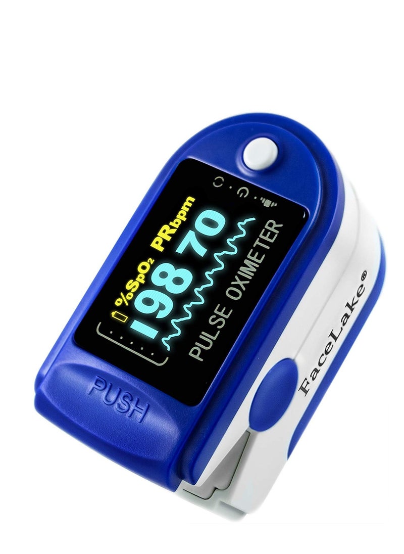 FaceLake - Pulse Oximeter Fingertip, Blood Oxygen Saturation Level (SpO2) and Heart Rate Monitor, Portable Carry Case, Lanyard, Batteries - Image 1
