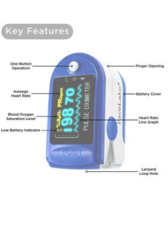 FaceLake Pulse Oximeter Fingertip, Blood Oxygen Saturation Level (SpO2) and Heart Rate Monitor, Portable Carry Case, Lanyard, Batteries  - Image 2