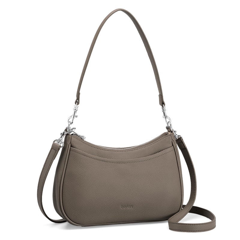 befen Anti Theft Genuine Leather Crossbody Bags for Women Soft Leather Hobo Bags Designer Trendy Crossbody Purse with RFID Blocking Travel Womens Handbag Shoulder with 2 Detachable Straps, Taupe - Image 1