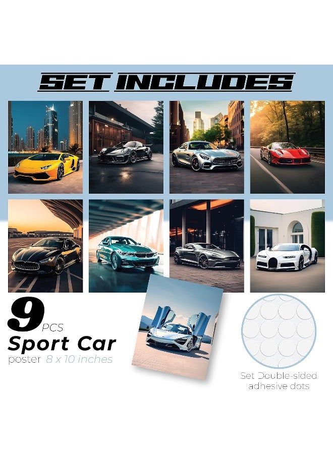 97 DECOR Super Car Posters for Boys Room - Modern Car Wall Art Prints, Sport Car Poster for Men, Racing Car Room Decor for Teen Boys Bedroom, Cool Supercars Artwork Pictures Decoration (8x10 UNFRAMED) - Image 2
