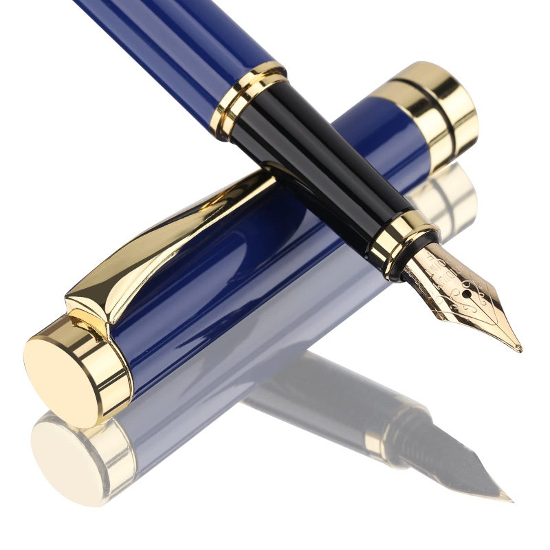 Tiankool Luxury Fountain Pen,Fine Nib, Exquisite Pen Gift Set for Men&Women-Includes 10 Ink Cartridges&Ink Converter- Nice Pens - Blue - Image 1
