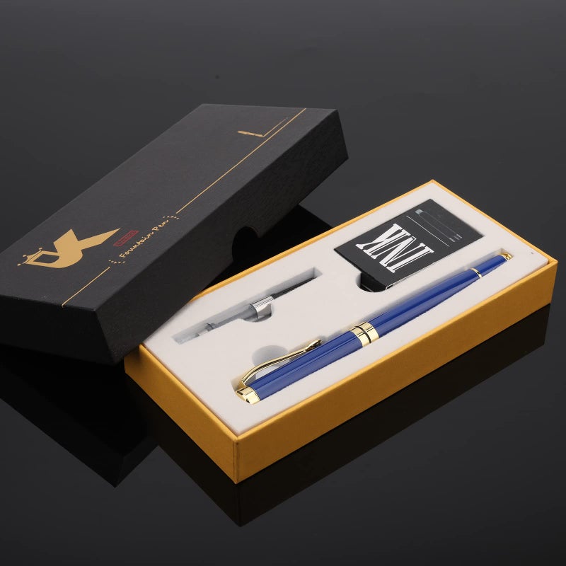 Tiankool Luxury Fountain Pen,Fine Nib, Exquisite Pen Gift Set for Men&Women-Includes 10 Ink Cartridges&Ink Converter- Nice Pens - Blue - Image 3
