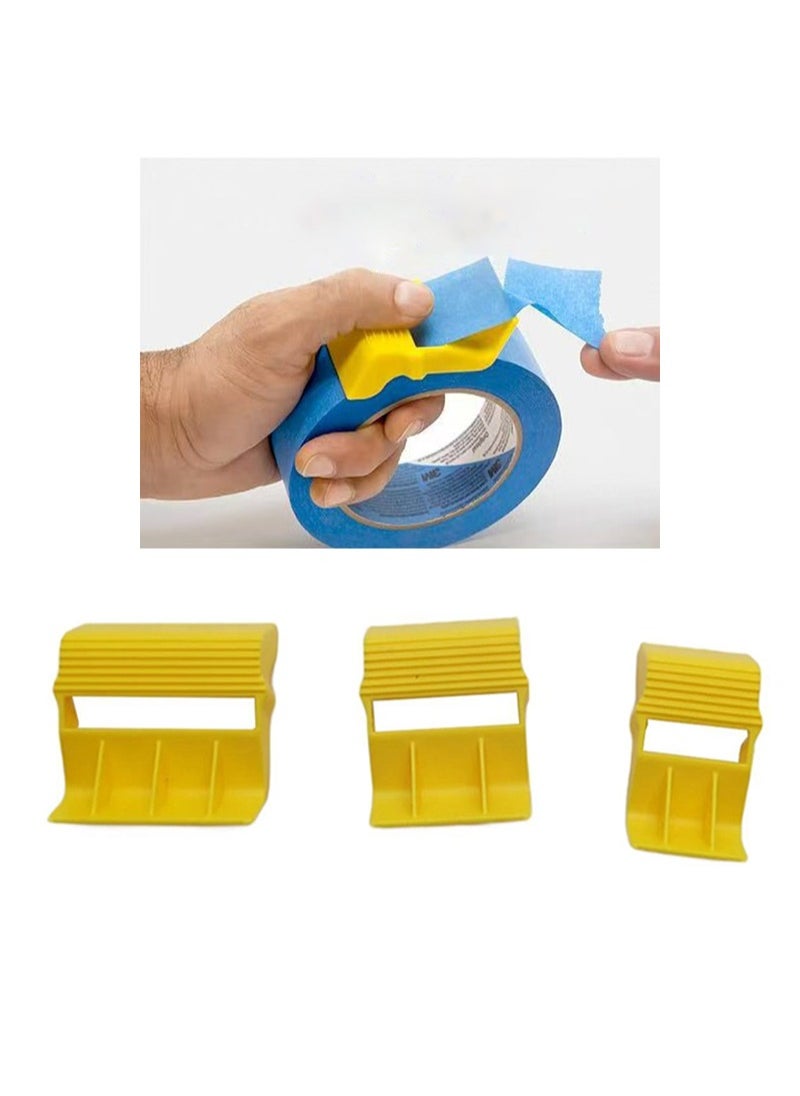 Apustim 3 Sizes Tape Covers Compact Tape Dispenser，Masking Tape And Painter Tape，DIY Painting Accessories，Tape Corners, Create Labels，Arts And Crafts Projects (Yellow)  - Image 1