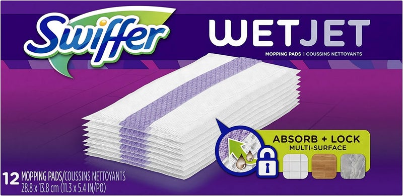 Swiffer WetJet Hardwood Floor Cleaner, Spray Mop Pad Refill, Multi Surface, 12 Count (Packaging May Vary) - Image 1