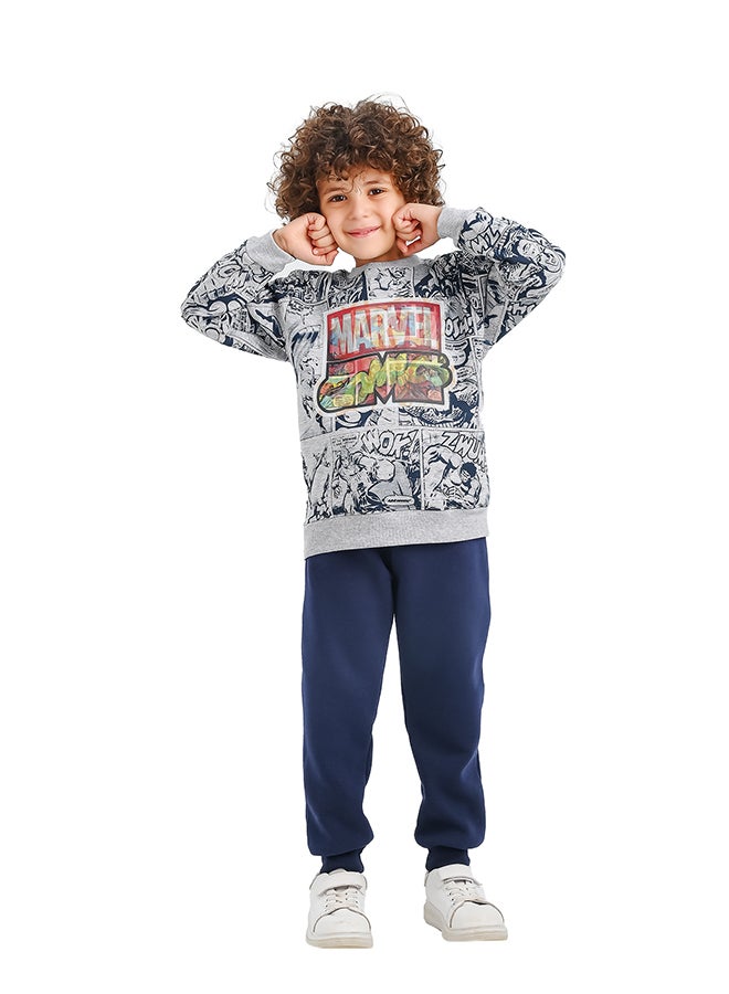 جوكي طقم بيجامه شتوي أولاد مبطن فليس بطبعة مارفل كوميكس - Image 1