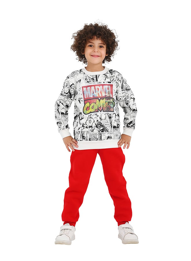 جوكي طقم بيجامه شتوي أولاد مبطن فليس بطبعة مارفل كوميكس - Image 2