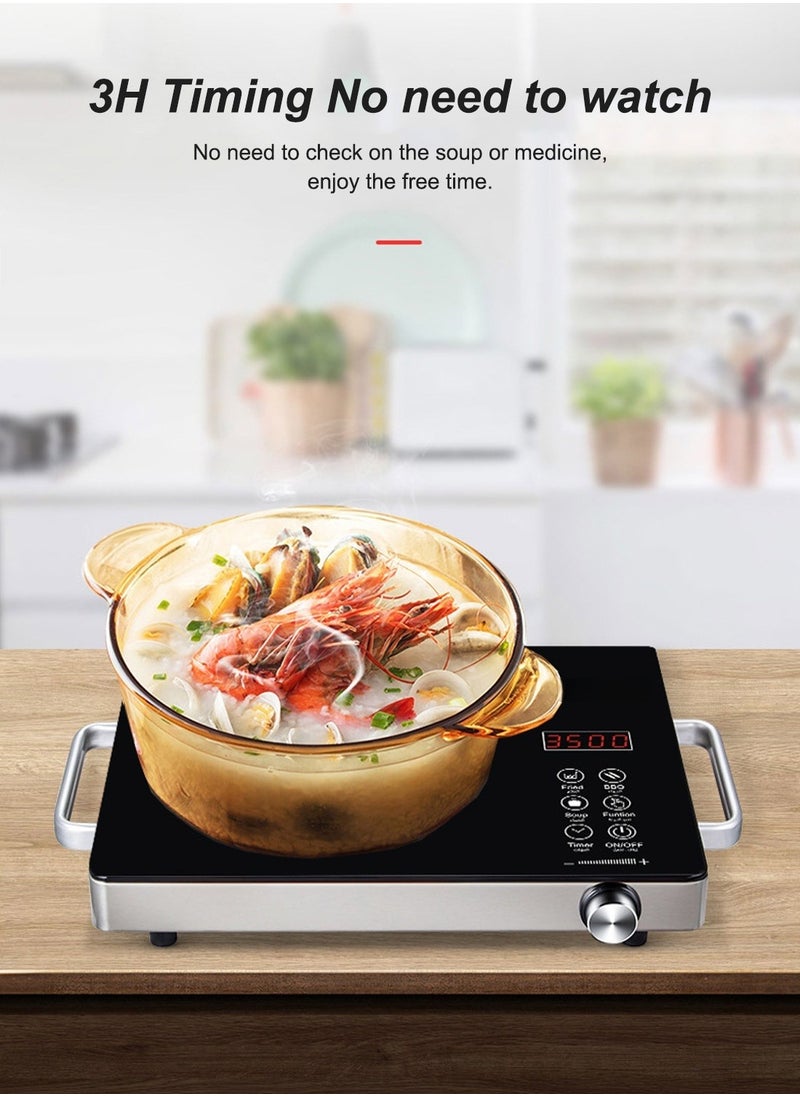 ET-LIFE - 3500W Infrared Induction Cooktop, Electric Stove Burner,  Electric Hot Plate, Single Electric Cooktops Countertop Stoveck DT-228 Black - Image 1