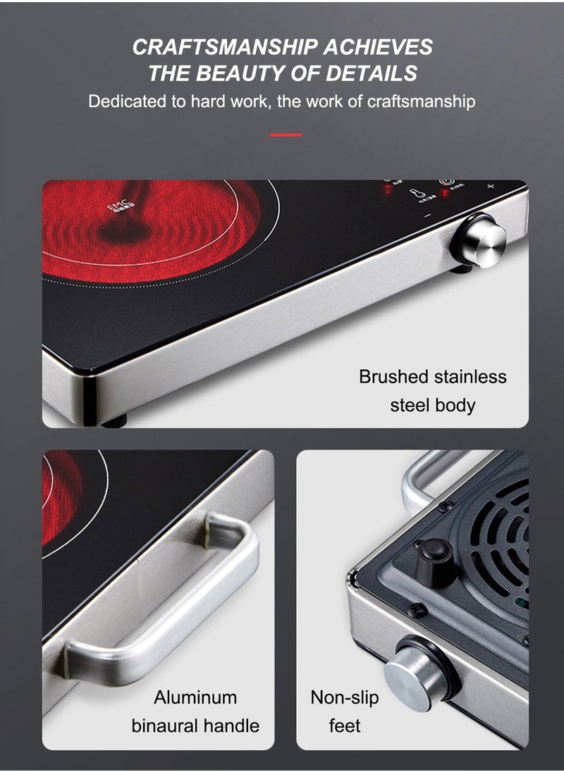 ET-LIFE - 3500W Infrared Induction Cooktop, Electric Stove Burner,  Electric Hot Plate, Single Electric Cooktops Countertop Stoveck DT-228 Black - Image 1
