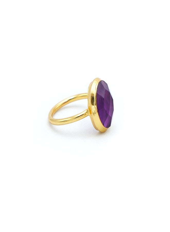 Dua Amethyst Oval Ring – Luxury Gold-Plated Birthstone Jewelry for Women - Image 5