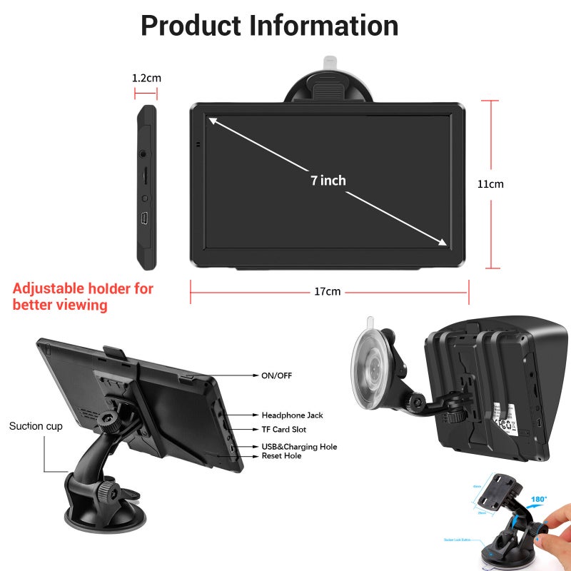 E-Commerce Portable 7-Inch Car Gps Navigator Truck Universal Navigation Car North American Sunshade - Image 4