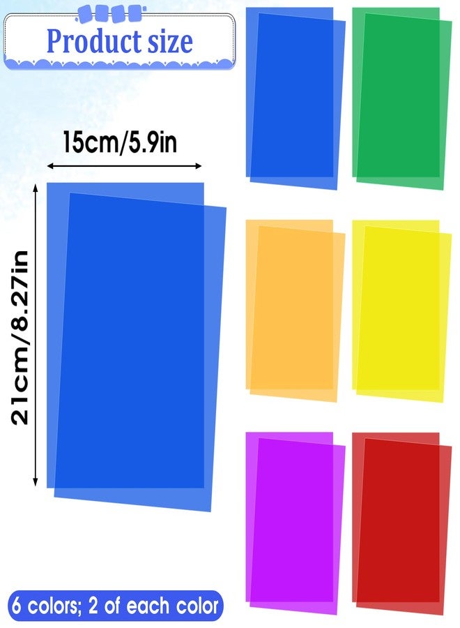 ElevateTech Colored Overlays for Dyslexia, 12Pcs Dyslexia Reading Sheets Dyslexia Reading Strips Dyslexia Tools Colored Transparency Sheets for Kids Dyslexia Irlens ADHD and Visual Stress A5 Size - Image 2