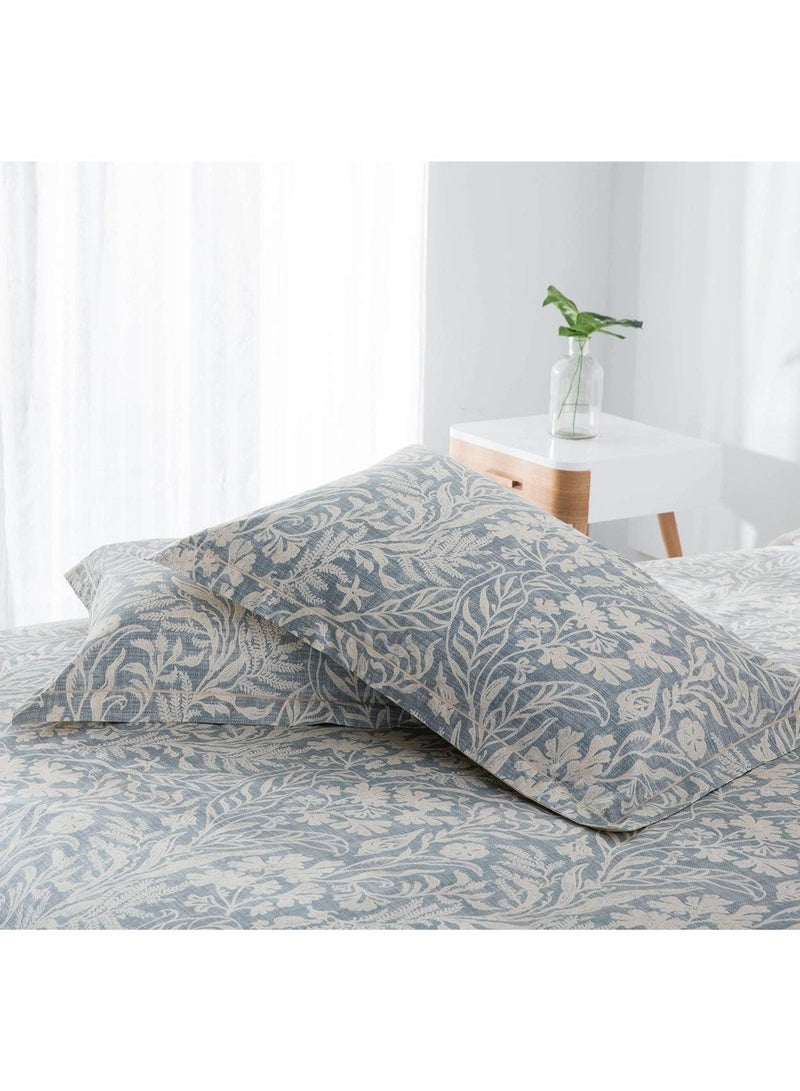 Duvet Cover Twin Size, 600 Thread Count Cotton Beige & Bluish Grey Printed with Luxurious Leaves Pattern Reversible Botanical Comforter Cover Sets, Bedding Set 2Pcs (Twin, Beige Paisley) - Image 4