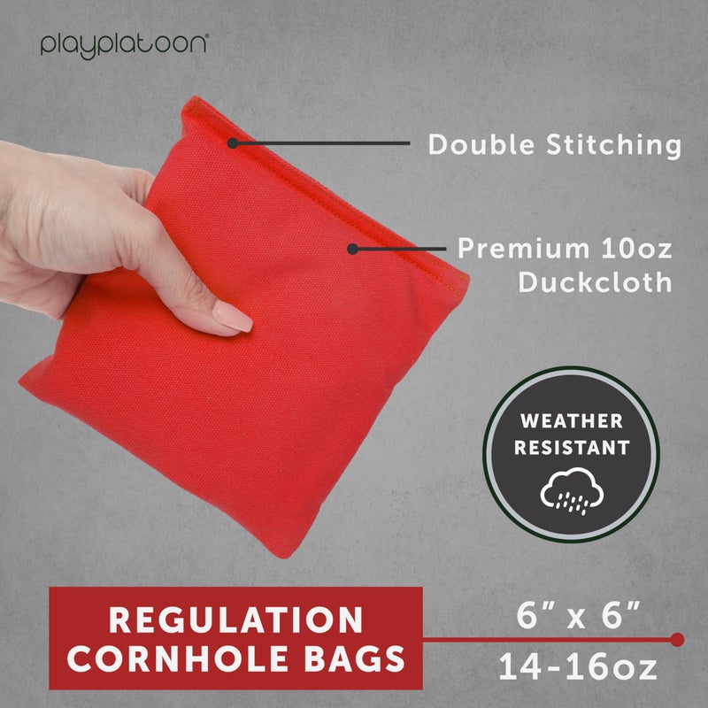 Play Platoon Premium Weather Resistant Duck Cloth Cornhole Bags - Set of 8 Bean Bags for Corn Hole Game - 4 Red & 4 Blue - Image 2