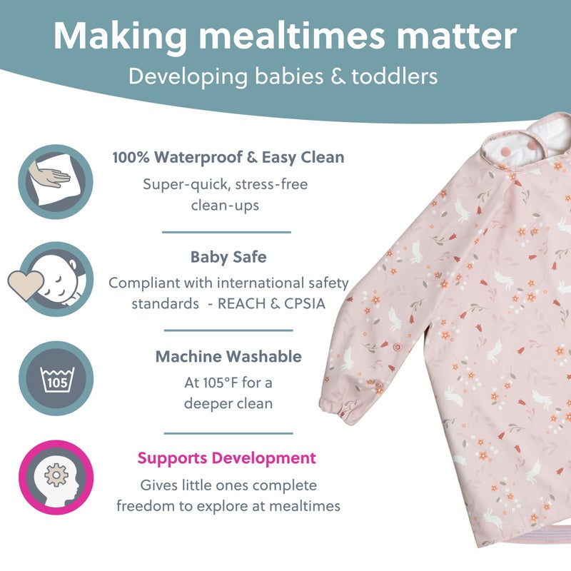 BIBaDO - Long Sleeve Baby Bibs - Babies & Toddlers 6-36 Months - Coverall Baby Led Weaning Bib - Easy Wipe, Soft & Waterproof - Image 4