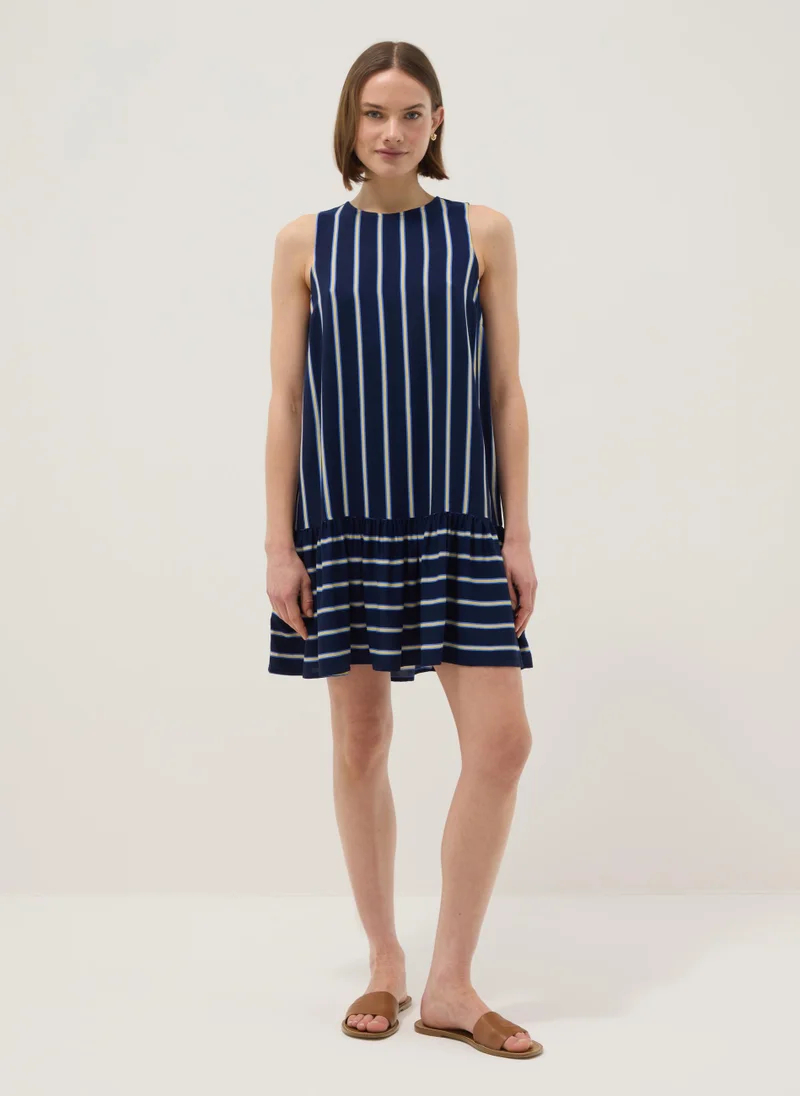 Ovs OVS Sleeveless Pure Viscose Multicolour Striped Dress, Regular Fit