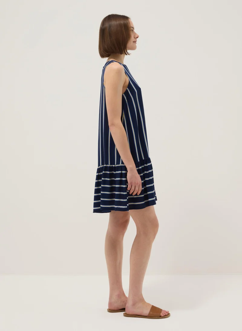 Ovs OVS Sleeveless Pure Viscose Multicolour Striped Dress, Regular Fit