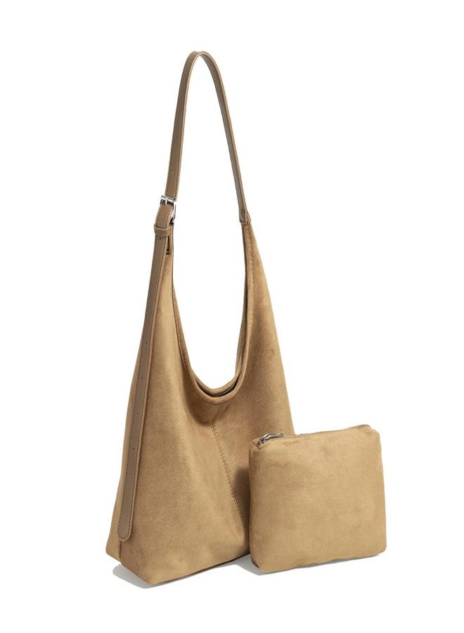 Zhoujazbb Women Large Hobo Bags Underarm Handbag Tote Purses Slouchy Shoulder Bag for Work Travel (Suede Brown) - Image 4