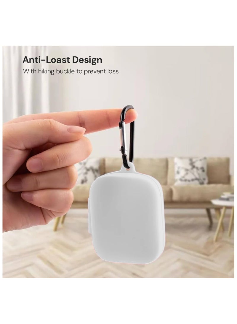 O Ozone Silicone Case For OnePlus Buds 3 Case with Keychain, Soft Silicone Full-Body Shockproof Protective Skin Headphone Cover for Men Women- White - Image 5