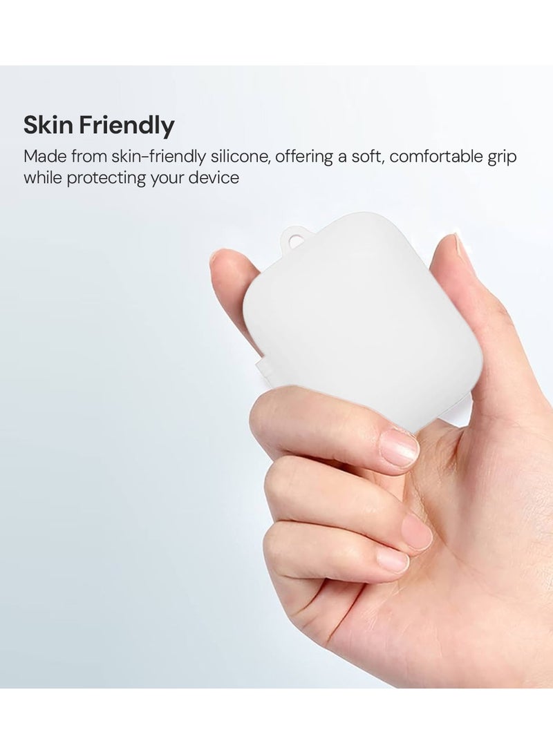 O Ozone Silicone Case For OnePlus Buds 3 Case with Keychain, Soft Silicone Full-Body Shockproof Protective Skin Headphone Cover for Men Women- White - Image 4