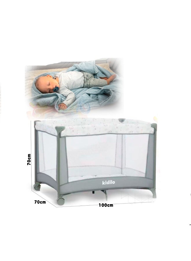 كيديليو سرير أطفال محمول قابل للطي للسفر، سرير أطفال مريح في ساحة اللعب
