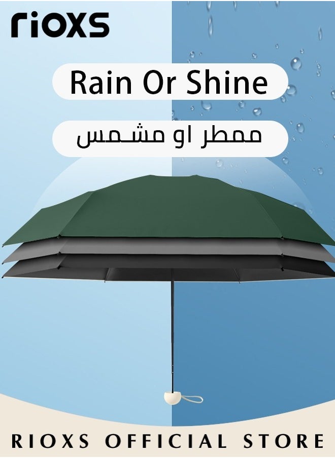 Portable Travel Umbrella with Storage Box Mini Umbrella with UPF 50+ UV Sun Protection Lightweight 6 Ribbed Compact Pocket Umbrella for Men Women Kids