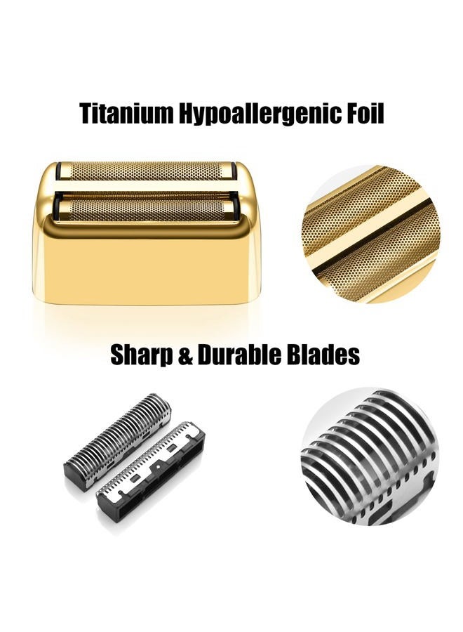 Amorka Replacement Foil and Cutters for BaBylissPRO Barberology Double Foil Shaver, Replacement Foil for BaBylissPRO Barberology FXFS2 Shaver, Golden - Image 2