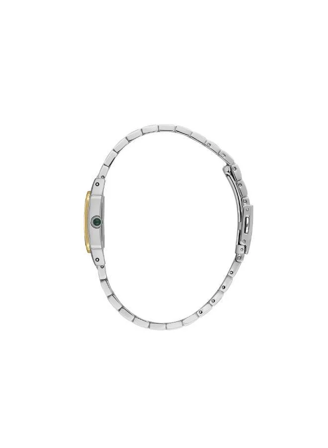 DANIEL KLEIN Women's Stainless Steel Silver and Gold Alloy Case Analog Dark Green Square Sunray Dial Japanese Quartz Premium 30 Meters Water Resistant