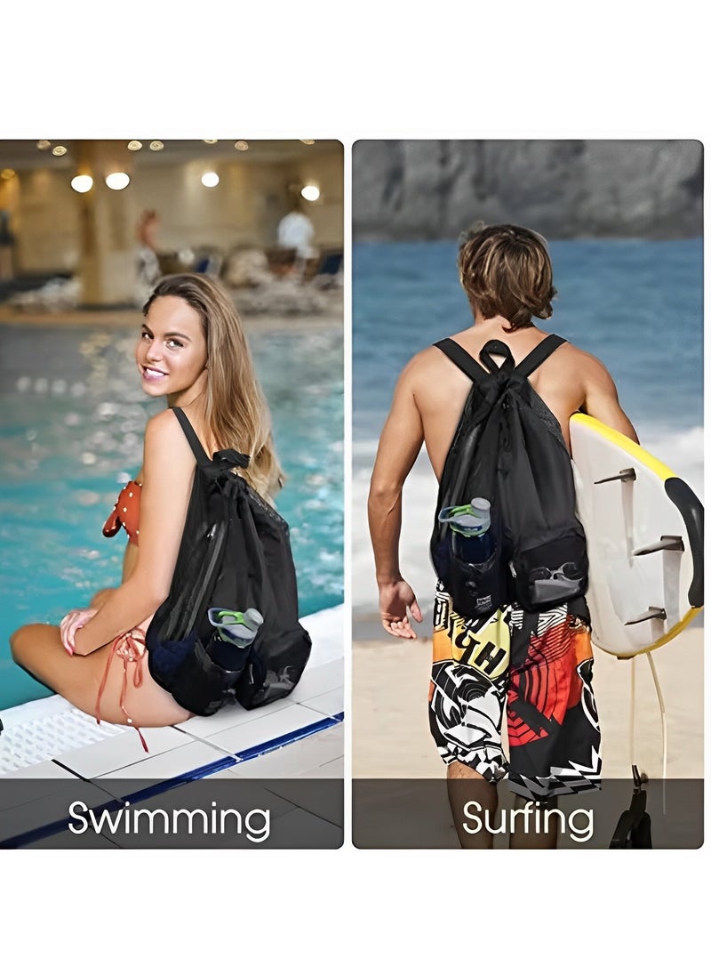 Skycare - Swim Bag Mesh Drawstring Backpack With Wet Pocket Beach Backpack For Swimming, Gym, And Workout Gear - Image 1