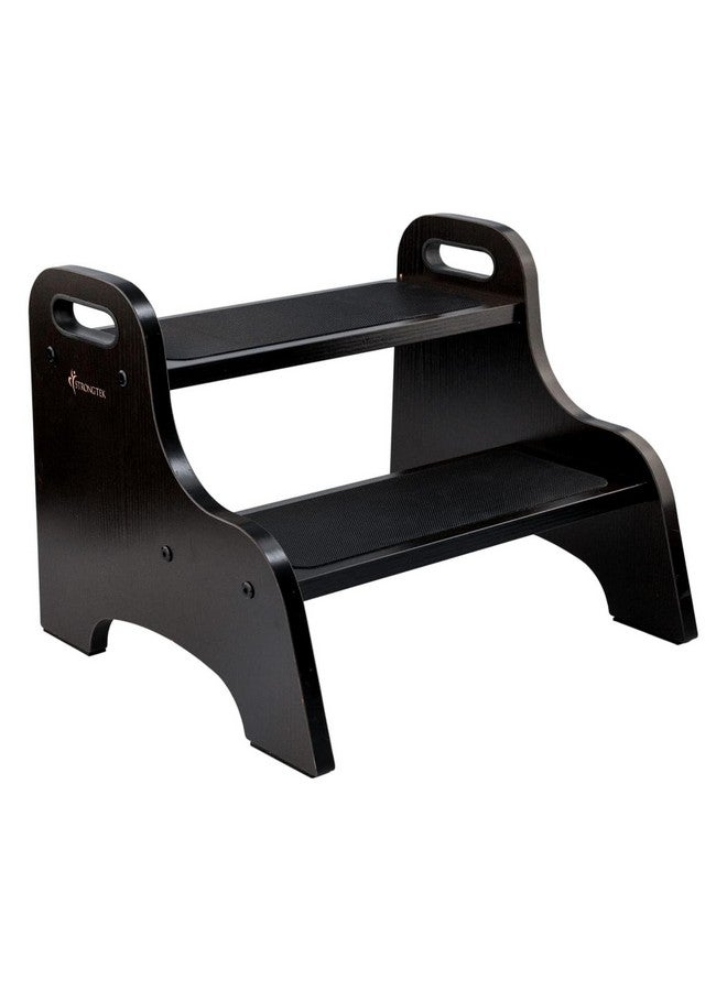 StrongTek Wood 2 Step Stool for Kids with Non-Slip Stepping Surface, Portable Handles, Skid Resistant Foot Pads, and 300 lbs. Capacity, Multipurpose Heavy-Duty Support (Espresso) - Image 1