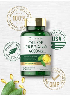 CARLYLE Oregano Oil; Max Potency; 150 Softgel Capsules; Nongmo And Gluten Free Formula; Contains Carvacrol; Traditional Herb Extract Supplement  - Image 5