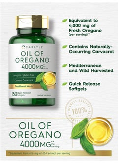 CARLYLE Oregano Oil; Max Potency; 150 Softgel Capsules; Nongmo And Gluten Free Formula; Contains Carvacrol; Traditional Herb Extract Supplement  - Image 4