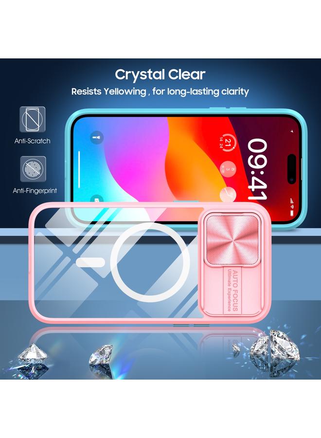 اس-توب جراب لهاتف iPhone 15 Pro Max مصنوع من الأكريليك الشفاف + PC + TPU MagSafe Lens مع غطاء منزلق بتغطية كاملة - Image 2