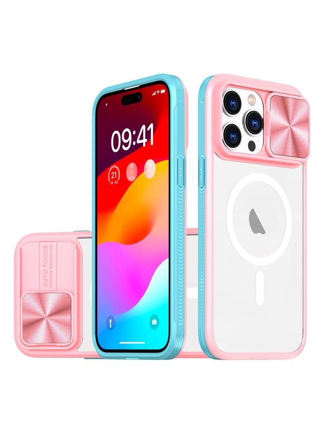 اس-توب جراب لهاتف iPhone 15 Pro Max مصنوع من الأكريليك الشفاف + PC + TPU MagSafe Lens مع غطاء منزلق بتغطية كاملة - Image 1