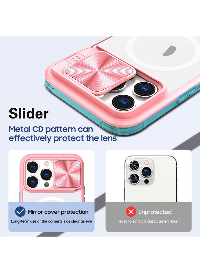 اس-توب جراب لهاتف iPhone 15 Pro Max مصنوع من الأكريليك الشفاف + PC + TPU MagSafe Lens مع غطاء منزلق بتغطية كاملة - Image 4