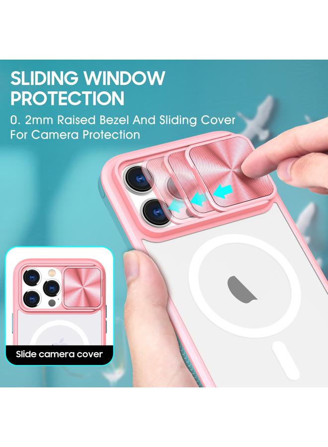 اس-توب جراب لهاتف iPhone 15 Pro Max مصنوع من الأكريليك الشفاف + PC + TPU MagSafe Lens مع غطاء منزلق بتغطية كاملة - Image 3