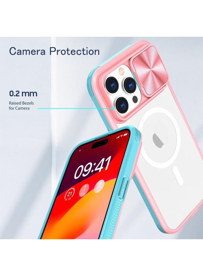 اس-توب جراب لهاتف iPhone 15 Pro Max مصنوع من الأكريليك الشفاف + PC + TPU MagSafe Lens مع غطاء منزلق بتغطية كاملة - Image 5