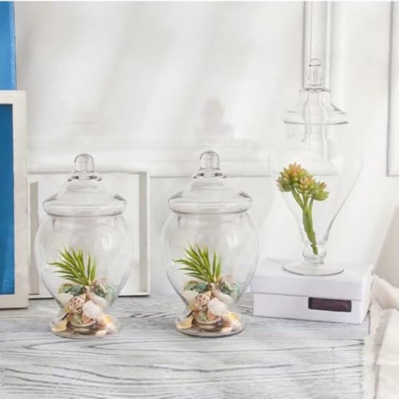 keyi2 Pack Glass Apothecary Jars with Lids, 52oz Clear Bathroom Storage Canisters, Decorative Candy Cookie Jars, Cotton Ball Holder Containers for Bathroom, Vanity, Laundry Room - Image 5