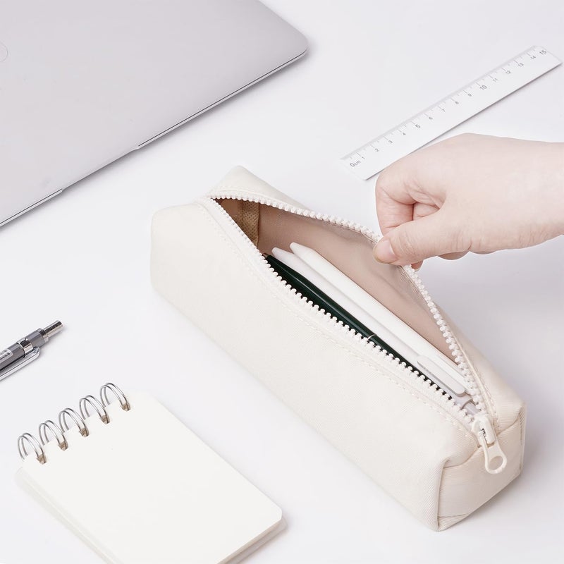 Dobmit Portable Pencil Case Organizer Big Capacity Pen Pouch - cream white - Image 4