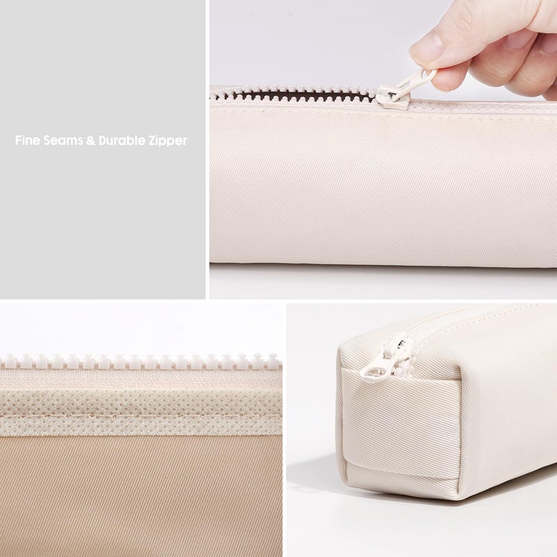 Dobmit Portable Pencil Case Organizer Big Capacity Pen Pouch - cream white - Image 5