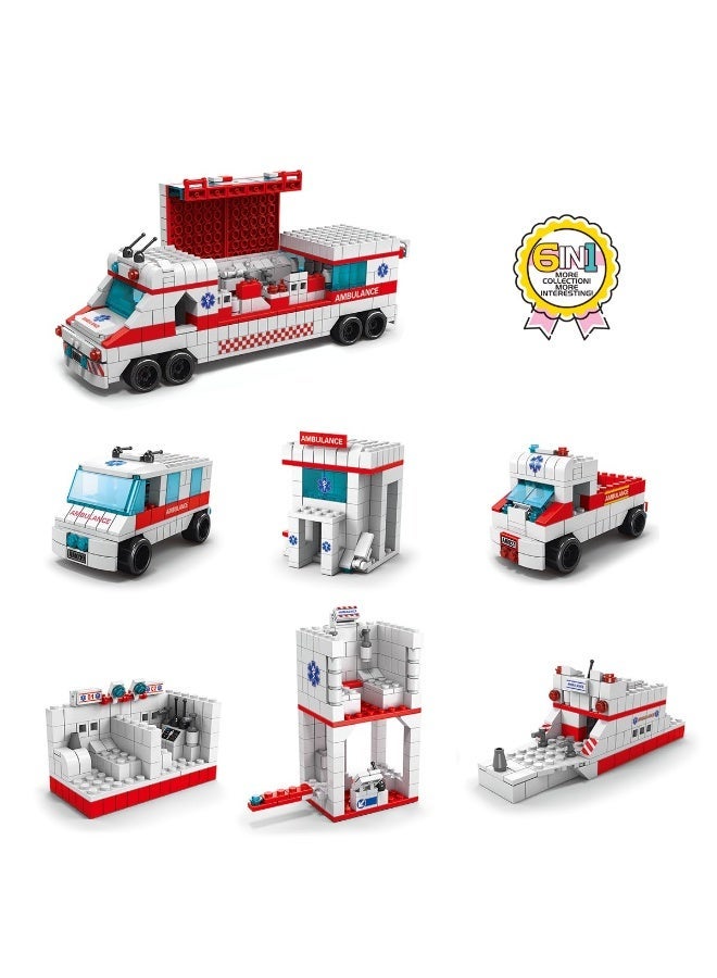 Sedra SKY LINE OCEAN 6-in-1 Ambulance Building Block Set Toys - Build Rescue Ambulances & Emergency Vehicles (1000+ Pcs) | Birthday Gift for Boys & Girls - Image 2