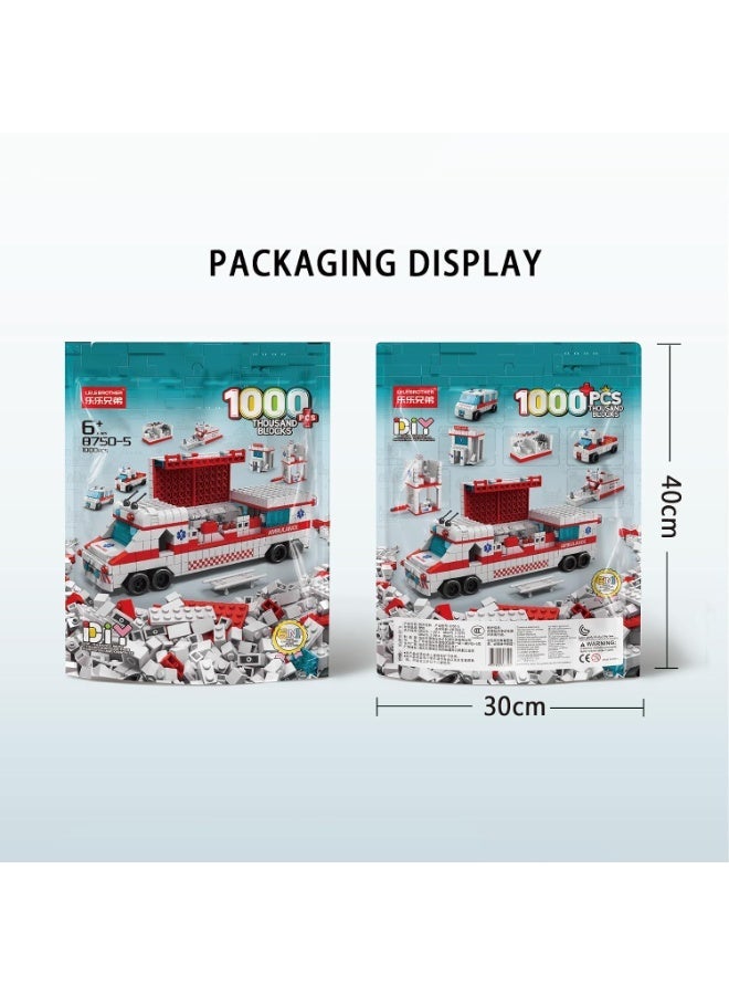 Sedra SKY LINE OCEAN 6-in-1 Ambulance Building Block Set Toys - Build Rescue Ambulances & Emergency Vehicles (1000+ Pcs) | Birthday Gift for Boys & Girls - Image 3