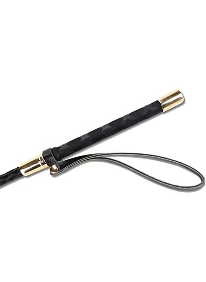 MUMO Riding Crop for Horse, Black Leather Equestrian Training Tool, 18 Inch Horse Whip with Double Slapper, Premium Quality Equestrianism Horse Riding Crop, Outdoor Training Tool (Black) - Image 2