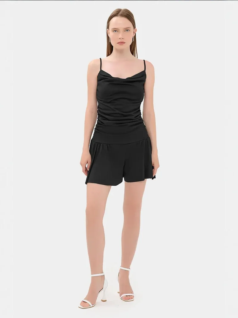 Hiccup Ruched Spaghetti-Strap Woven Jumpsuit